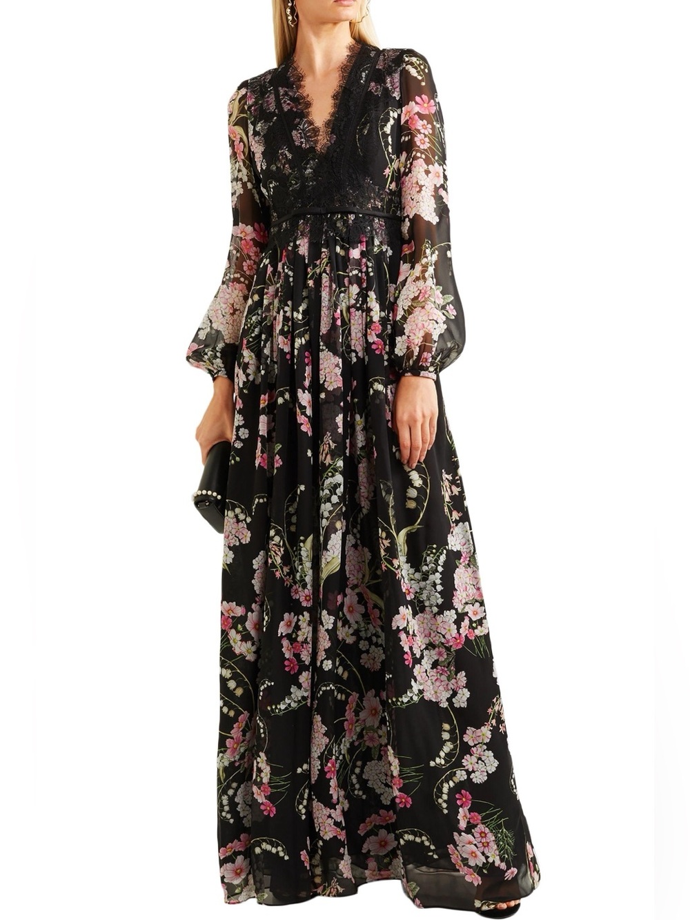 Giambattista Valli Paris Black floral Dress and lace accents